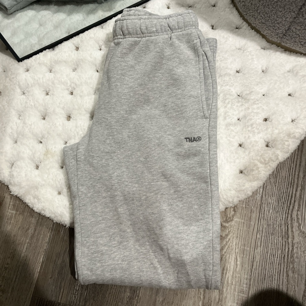 TNA Heather Chrome Gray- Mega Fleece Straight Sweatpants